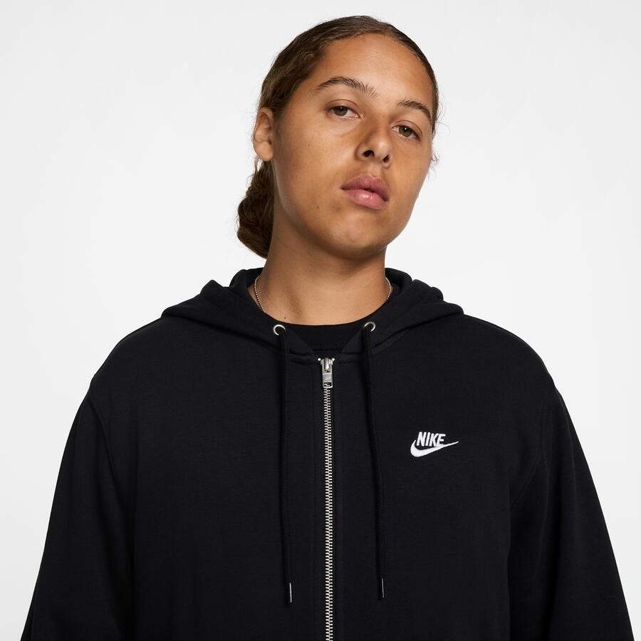 Nike Club hoodie van sweatstof met rits voor heren Zwart