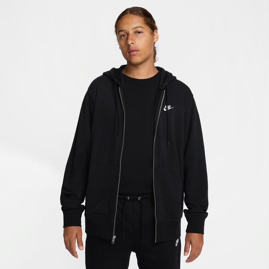 Nike Club hoodie van sweatstof met rits voor heren Zwart - Foto 3