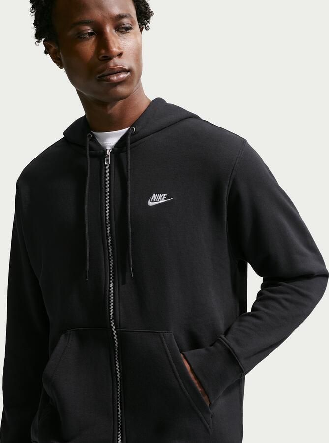 Nike Club hoodie van sweatstof met rits voor heren Zwart - Foto 8