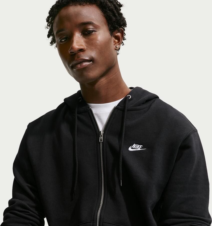 Nike Club hoodie van sweatstof met rits voor heren Zwart - Foto 6