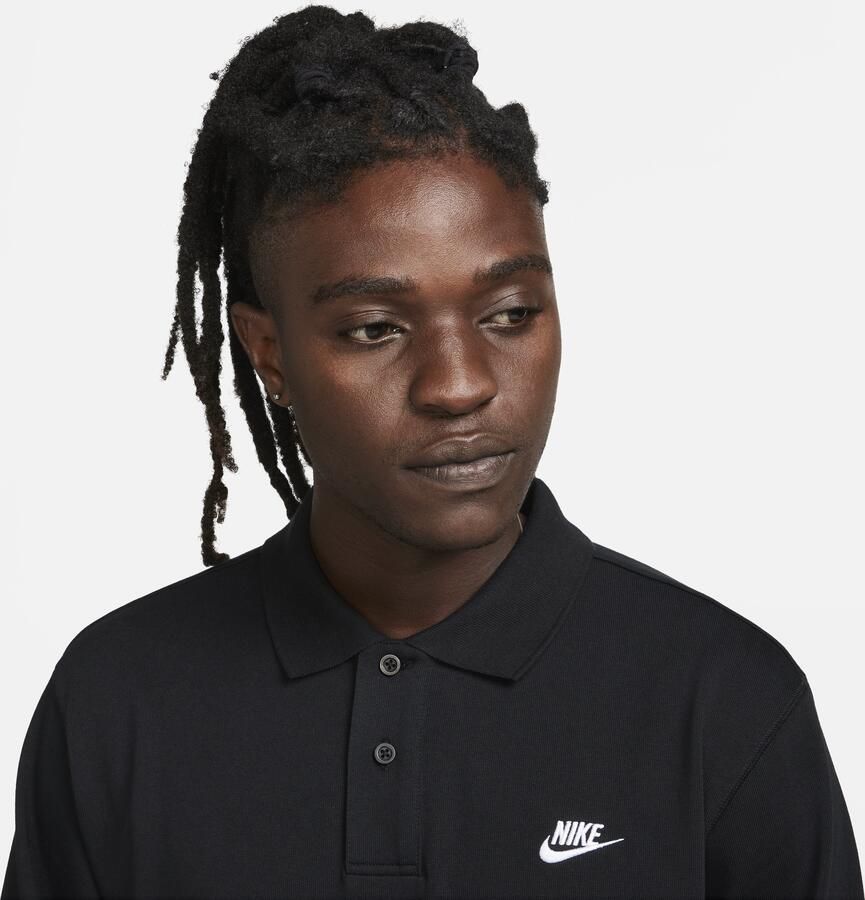 Nike Club Knit polo met lange mouwen voor heren Zwart - Foto 2