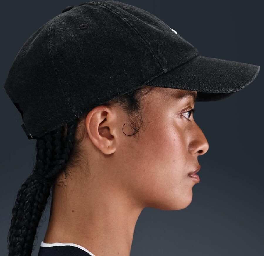 Nike Club ongestructureerde denim pet Zwart