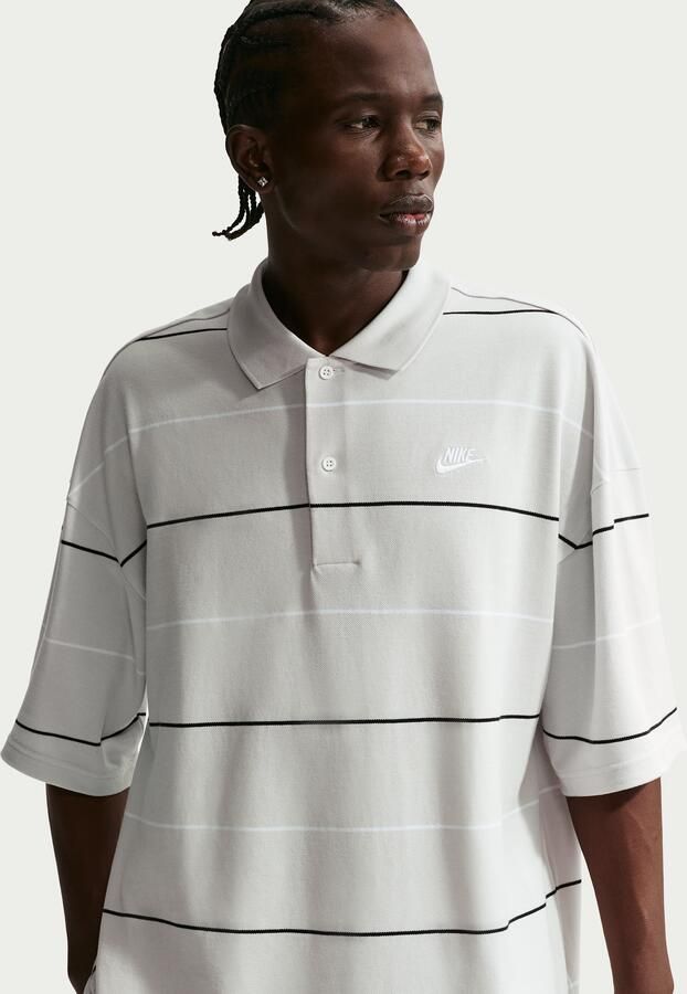 Nike Club oversized gestreepte polo voor heren Grijs - Foto 4