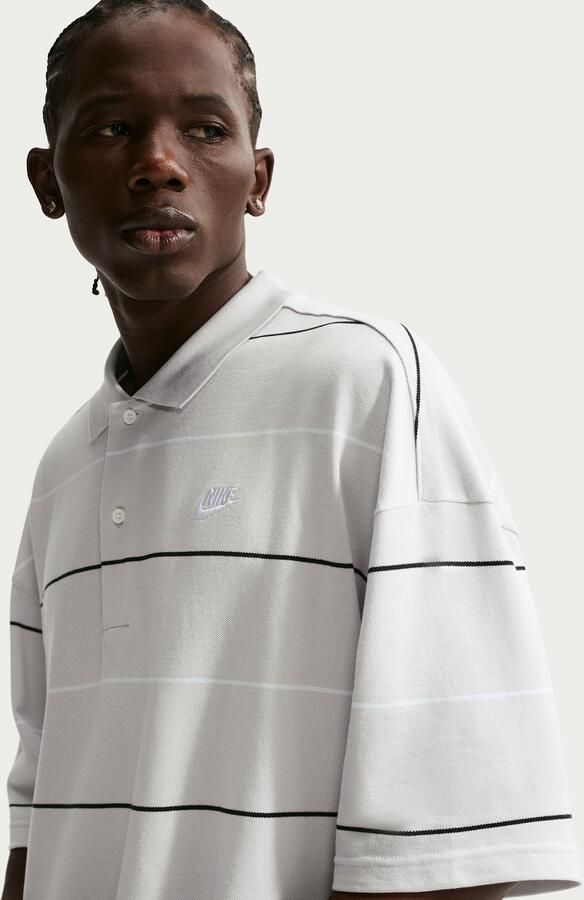 Nike Club oversized gestreepte polo voor heren Grijs - Foto 2