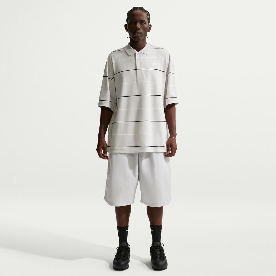 Nike Club oversized gestreepte polo voor heren Grijs