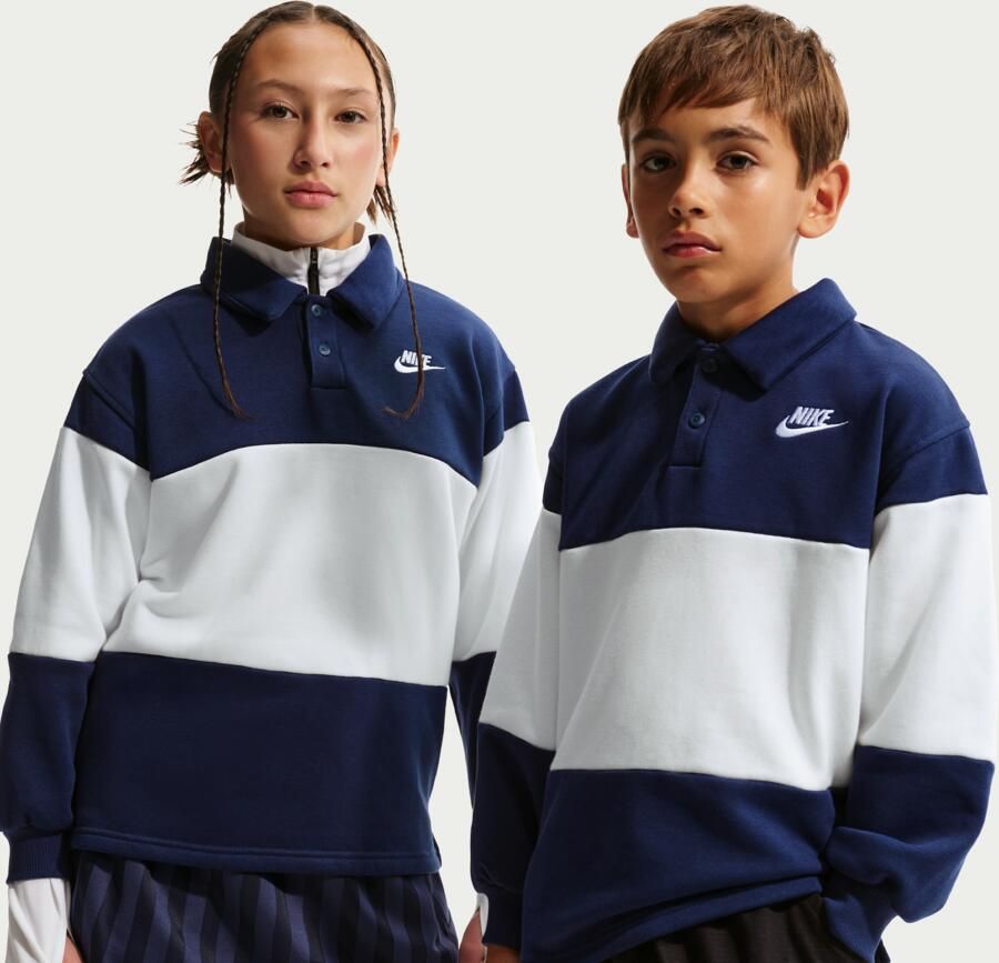 Nike Club rugbyshirt van sweatstof voor kids Blauw - Foto 4