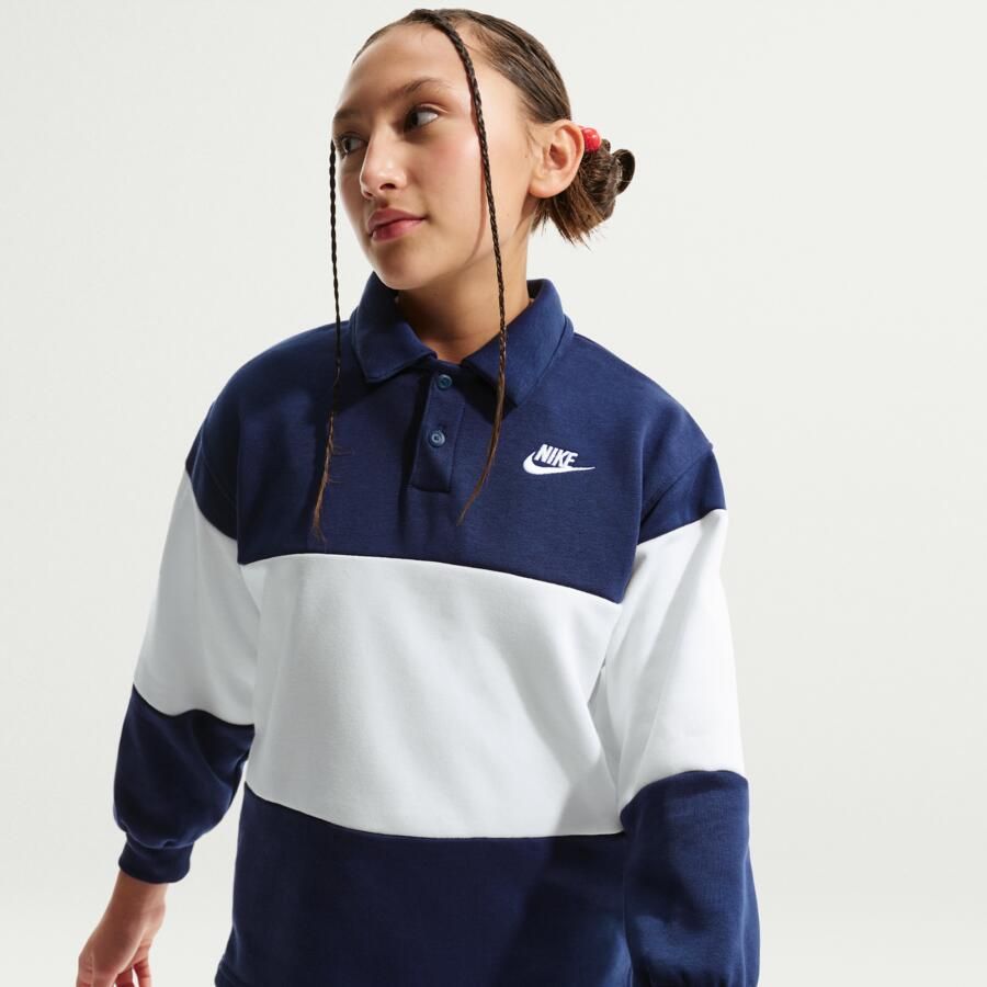 Nike Club rugbyshirt van sweatstof voor kids Blauw