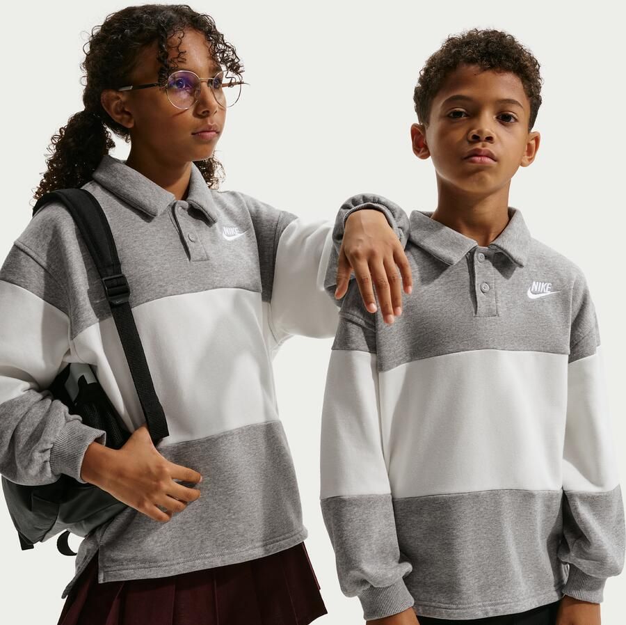 Nike Club rugbyshirt van sweatstof voor kids Grijs - Foto 4