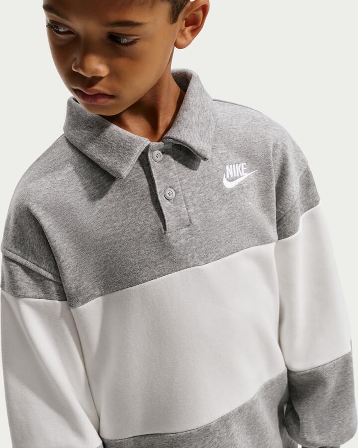Nike Club rugbyshirt van sweatstof voor kids Grijs