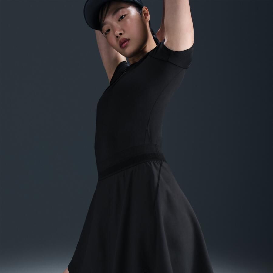 Nike Court Ace Advantage Dri-FIT tennisrok Zwart - Foto 4