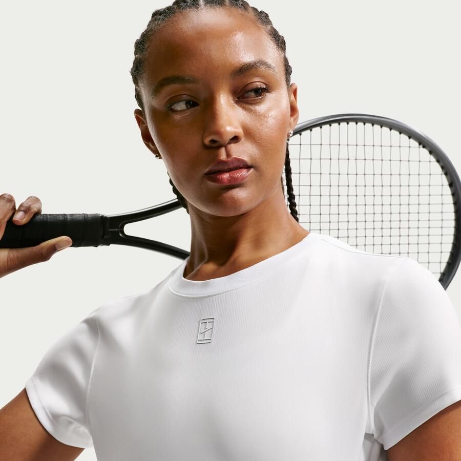 Nike Court Advantage Dri-FIT tennistop met korte mouwen voor dames Wit - Foto 2