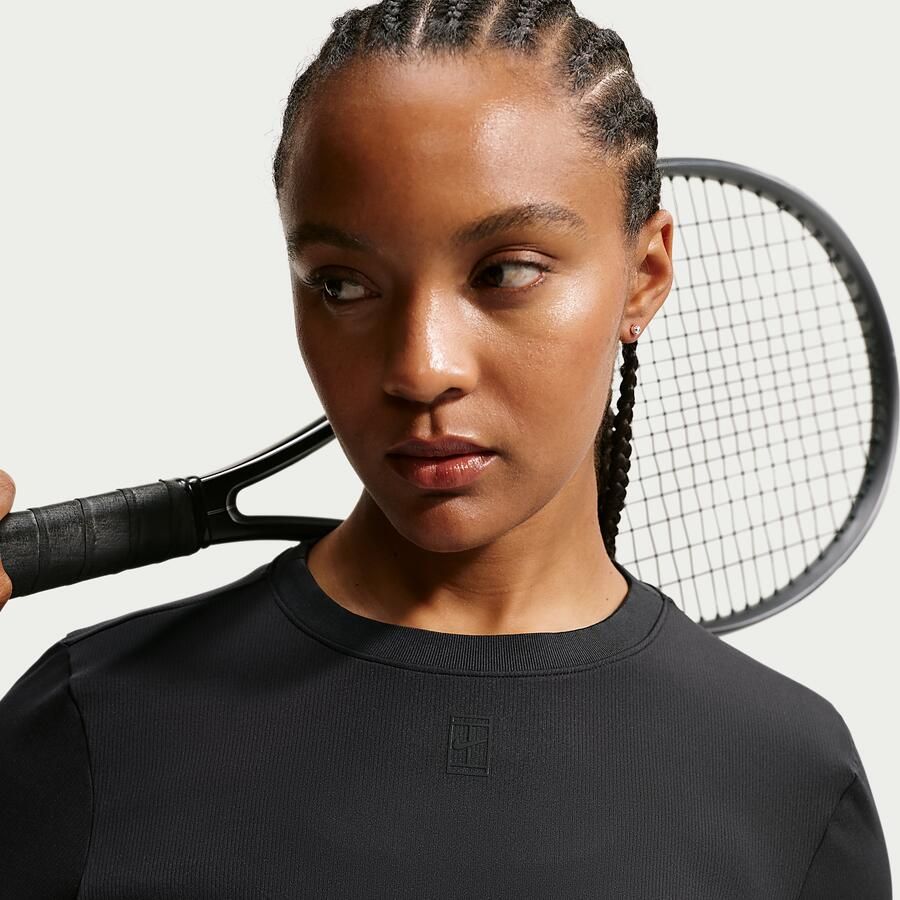 Nike Court Advantage Dri-FIT tennistop met korte mouwen voor dames Zwart - Foto 2