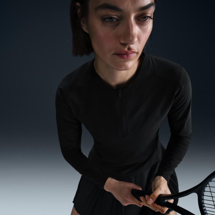 Nike Court Advantage Dri-FIT tennistussenlaag voor dames Zwart