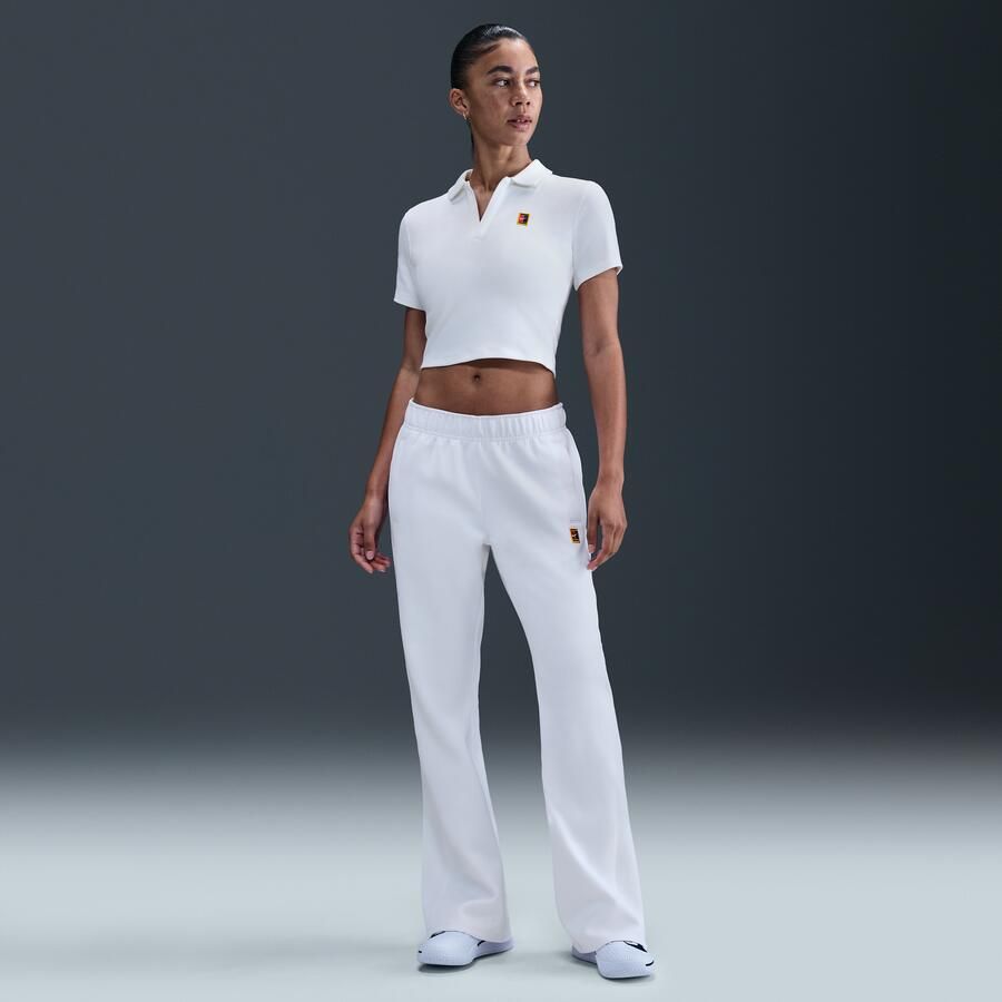 Nike Court Heritage cropped tennispolo met korte mouwen voor dames Wit - Foto 3