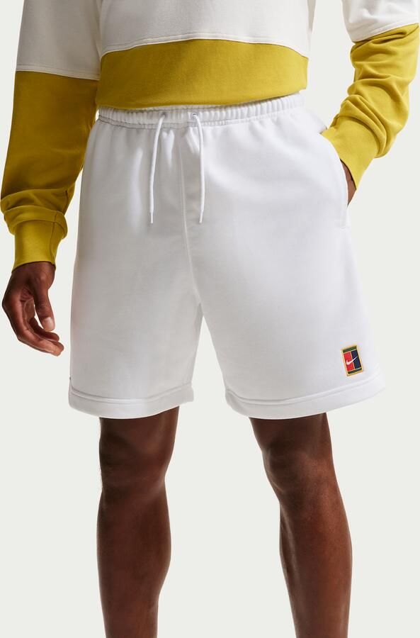 Nike Court Heritage Dri-FIT tennisshorts van fleece voor heren Wit - Foto 3