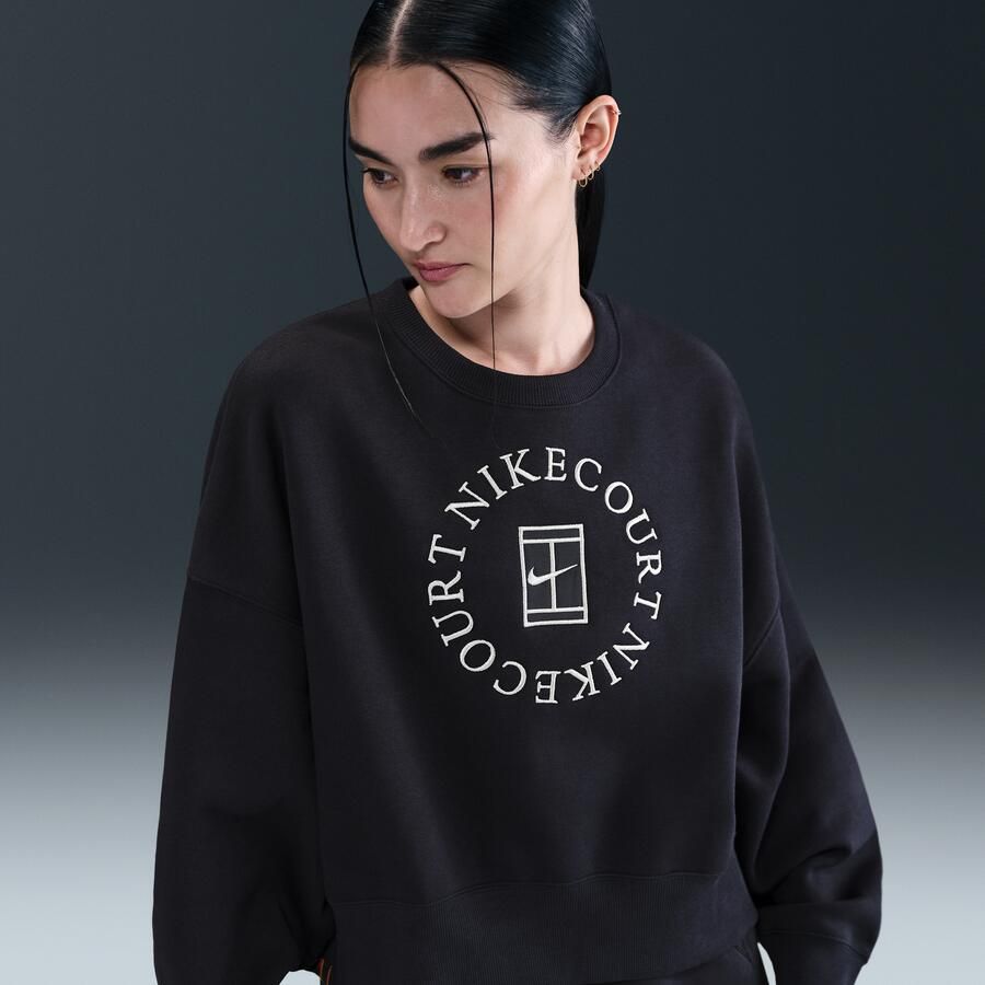 Nike Court Heritage Phoenix Fleece extra oversized sweatshirt met ronde hals voor dames Zwart - Foto 4