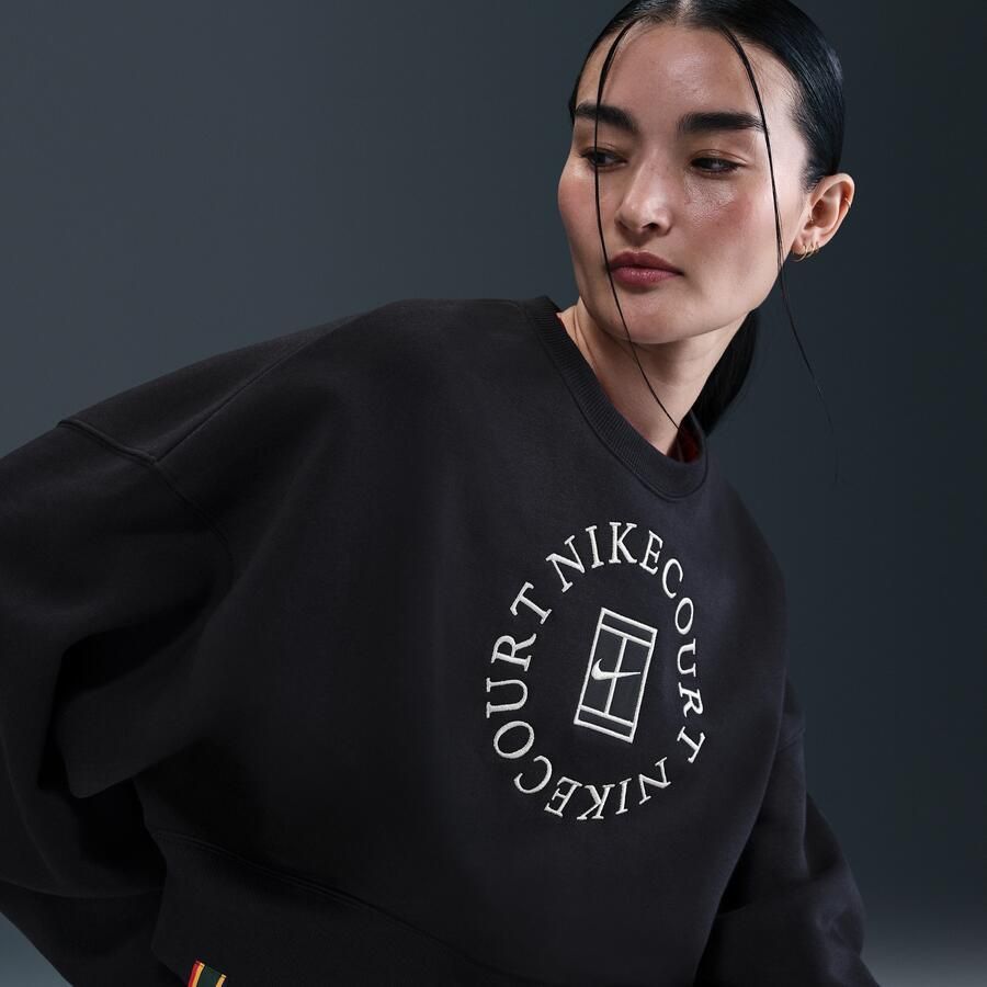 Nike Court Heritage Phoenix Fleece extra oversized sweatshirt met ronde hals voor dames Zwart - Foto 2