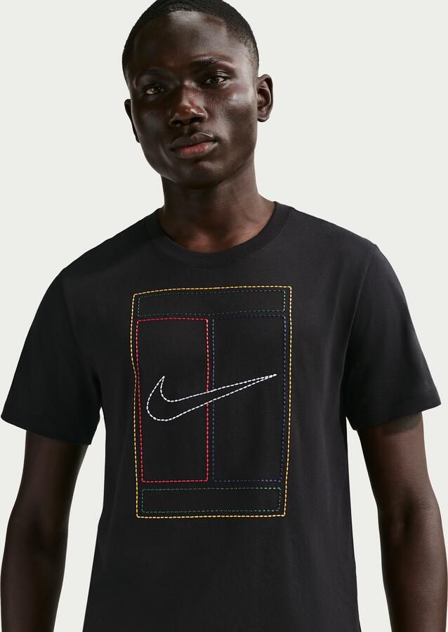 Nike Court Heritage T-shirt voor heren Zwart - Foto 4