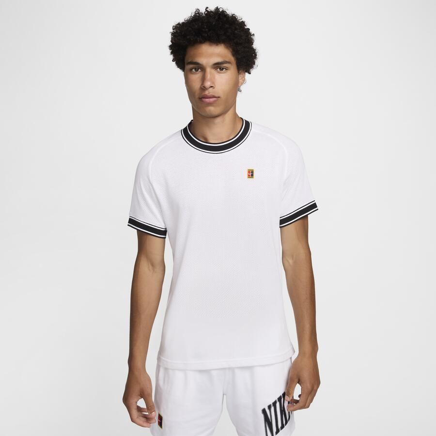 Nike Court Heritage Tennistop met korte mouwen voor heren Wit - Foto 3