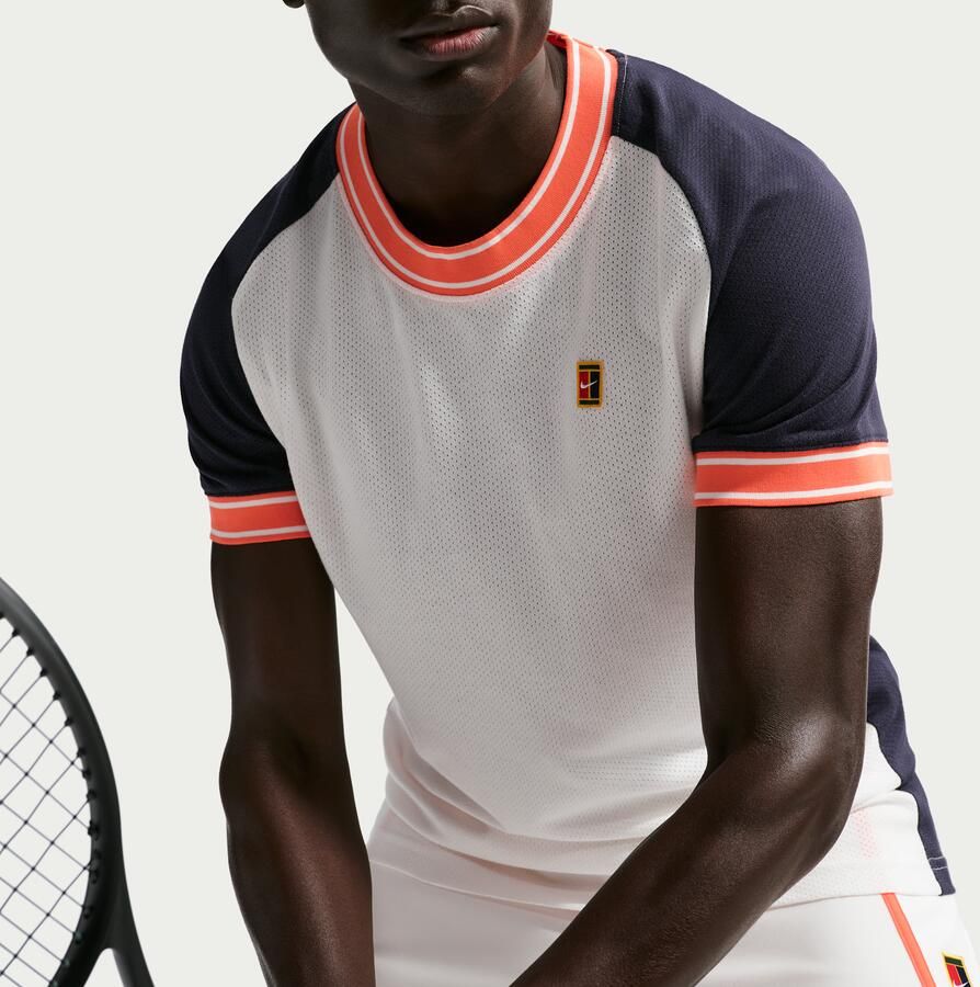 Nike Court Heritage Tennistop met korte mouwen voor heren Wit - Foto 3