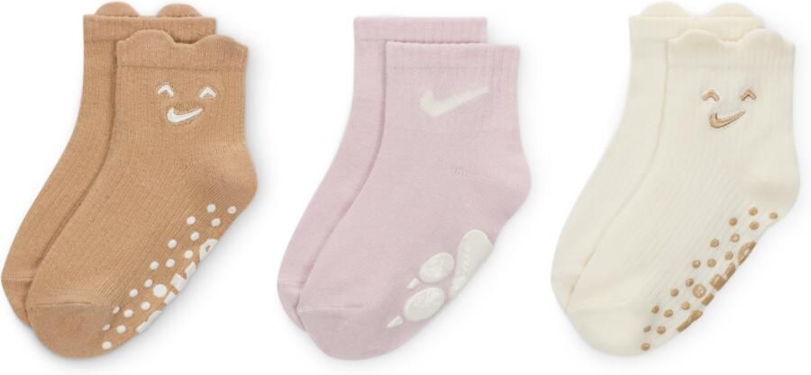 Nike Cozy Comfort geribbelde sokken met anti-slip (0-6 maanden 3 paar) Bruin - Foto 3