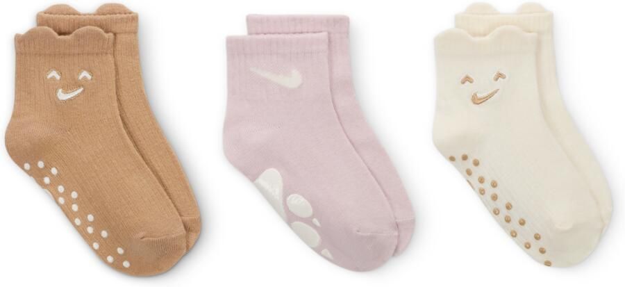Nike Cozy Comfort geribbelde sokken met anti-slip (0-6 maanden 3 paar) Bruin - Foto 2