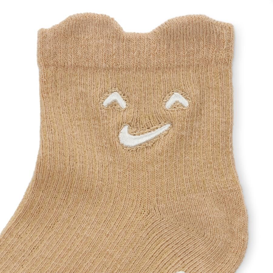 Nike Cozy Comfort geribbelde sokken met anti-slip (0-6 maanden 3 paar) Bruin