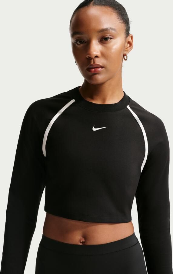 Nike cropped top met lange mouwen voor dames Zwart - Foto 4