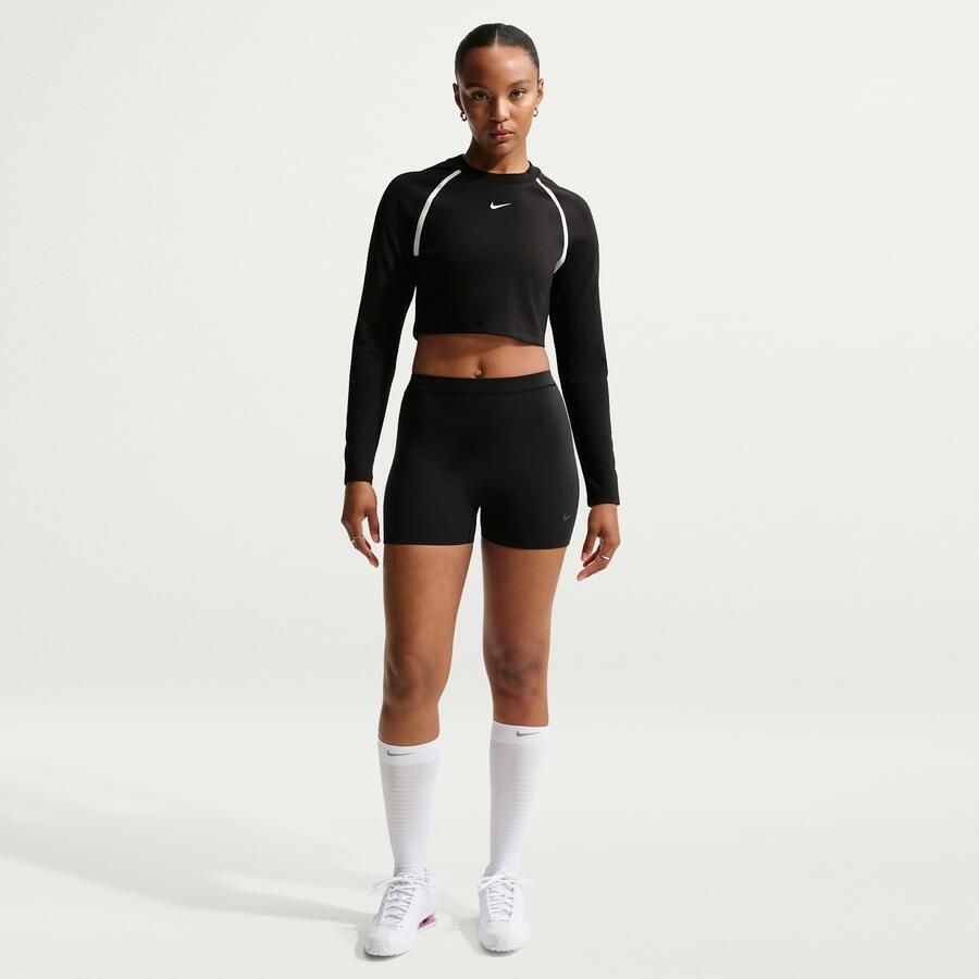 Nike cropped top met lange mouwen voor dames Zwart