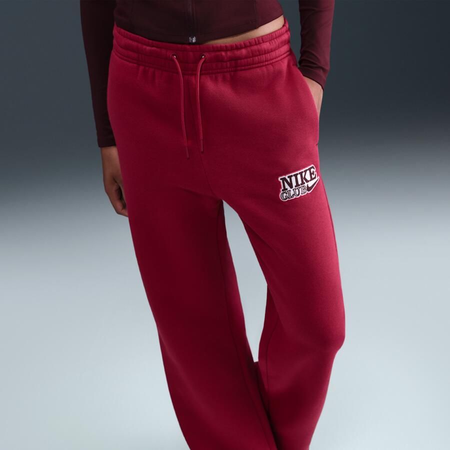 Nike damesbroek met hoge taille en wijde pijpen Rood