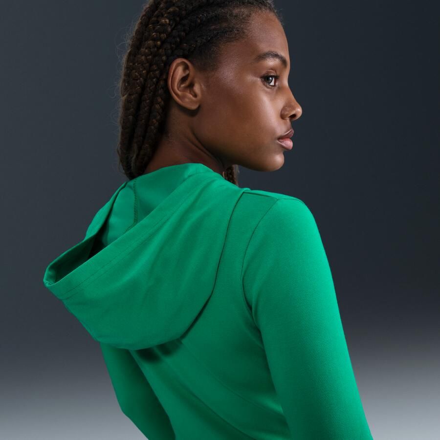 Nike damestop met rits over de hele lengte capuchon en lange mouwen Groen