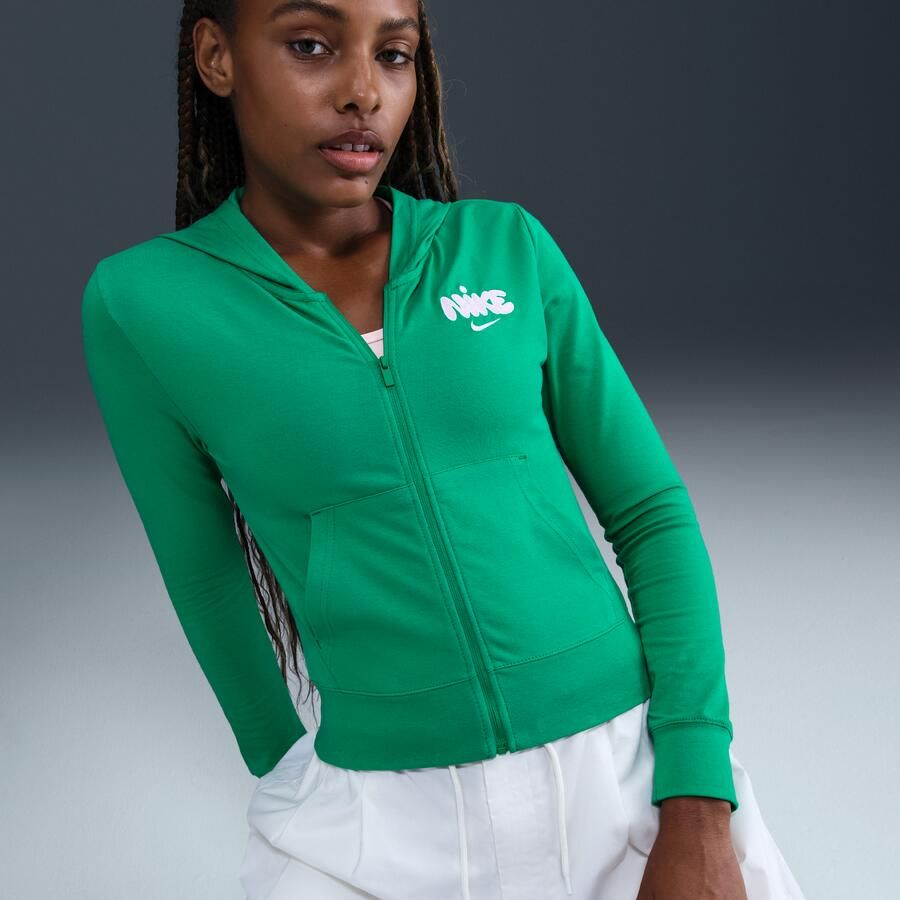 Nike damestop met rits over de hele lengte capuchon en lange mouwen Groen - Foto 2