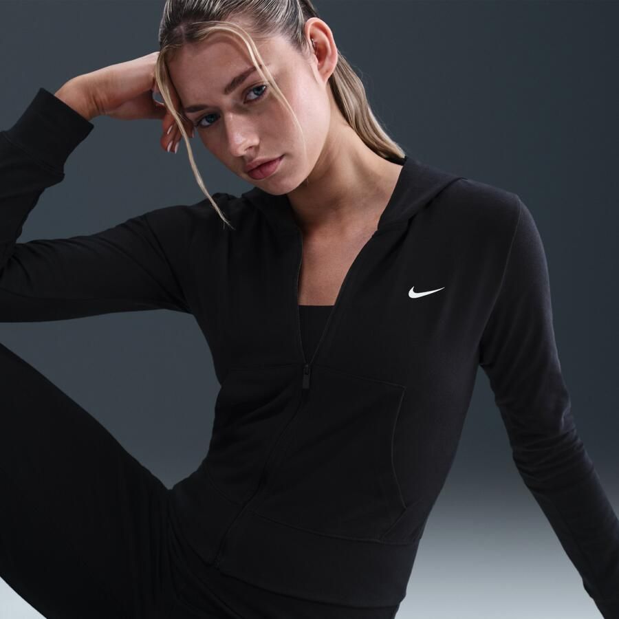 Nike damestop met rits over de hele lengte capuchon en lange mouwen Zwart - Foto 2