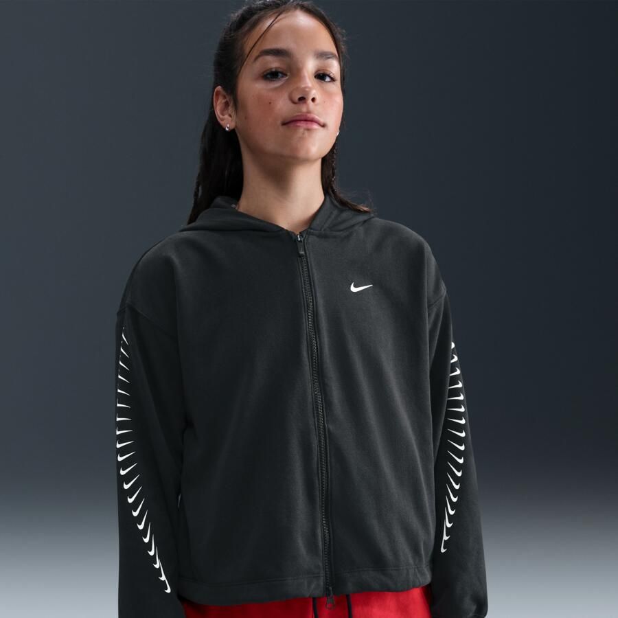 Nike Dri-FIT fleecehoodie voor meisjes Zwart - Foto 4