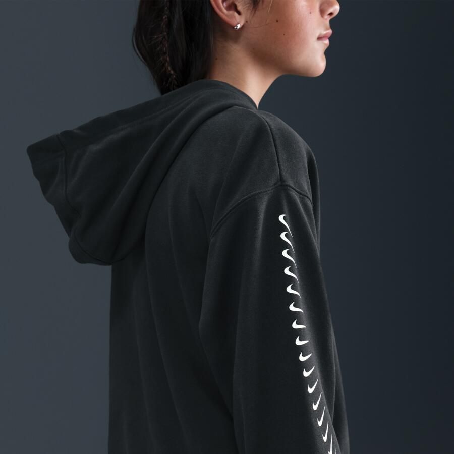 Nike Dri-FIT fleecehoodie voor meisjes Zwart