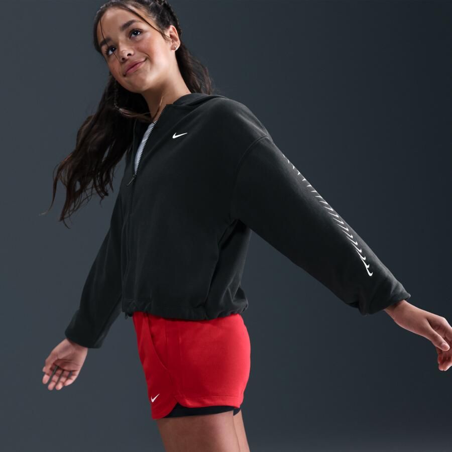 Nike Dri-FIT fleecehoodie voor meisjes Zwart - Foto 2