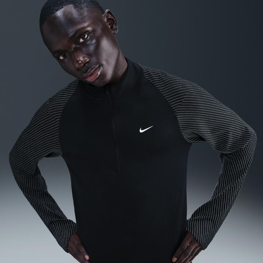 Nike Dri-FIT hardlooptop met halflange rits en reflecterend design voor heren Zwart - Foto 4