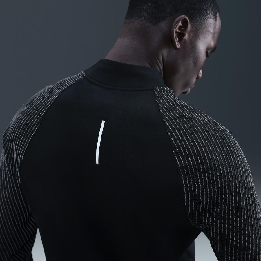 Nike Dri-FIT hardlooptop met halflange rits en reflecterend design voor heren Zwart