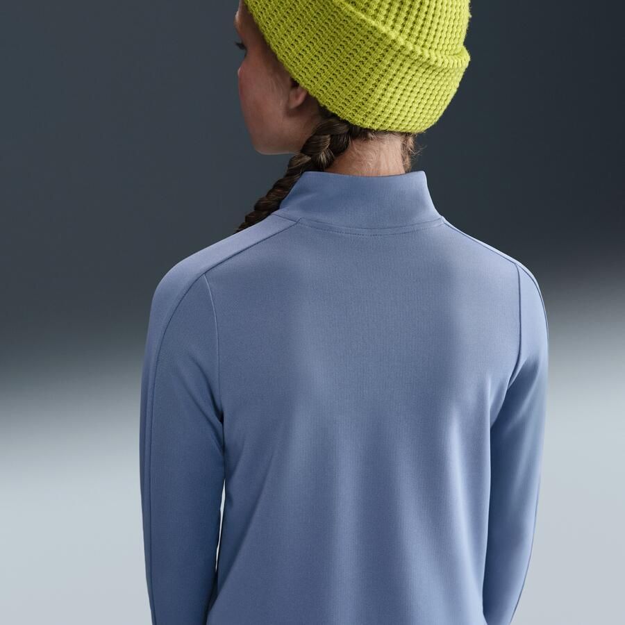 Nike Dri-FIT meisjestop met lange mouwen en korte rits Blauw