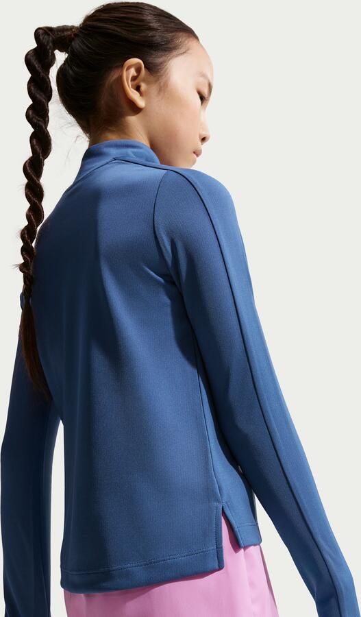 Nike Dri-FIT meisjestop met lange mouwen en korte rits Blauw - Foto 3