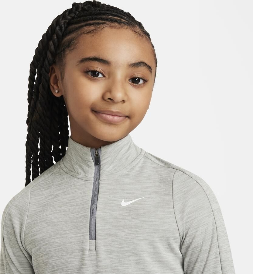 Nike Dri-FIT meisjestop met lange mouwen en korte rits Grijs