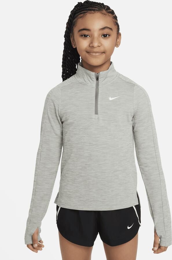 Nike Dri-FIT meisjestop met lange mouwen en korte rits Grijs - Foto 3