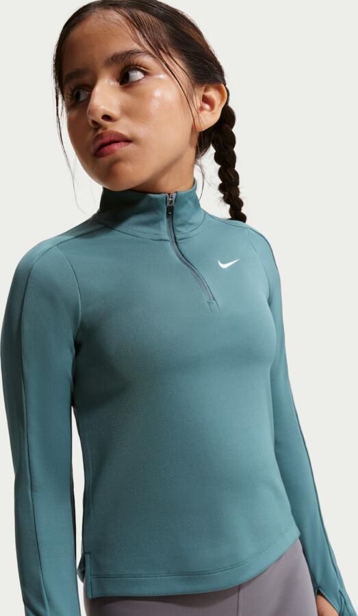 Nike Dri-FIT meisjestop met lange mouwen en korte rits Grijs - Foto 4