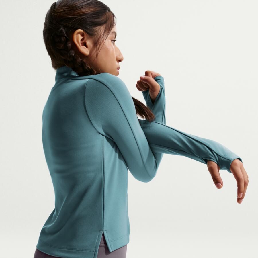 Nike Dri-FIT meisjestop met lange mouwen en korte rits Grijs