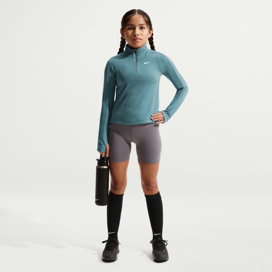 Nike Dri-FIT meisjestop met lange mouwen en korte rits Grijs - Foto 3