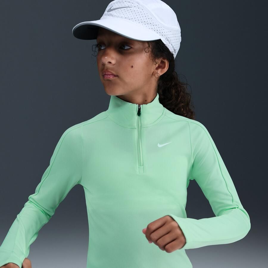 Nike Dri-FIT meisjestop met lange mouwen en korte rits Groen - Foto 4