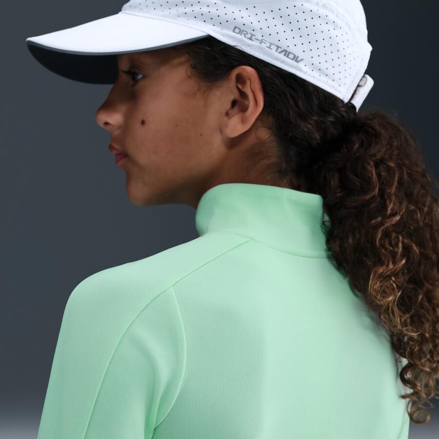 Nike Dri-FIT meisjestop met lange mouwen en korte rits Groen