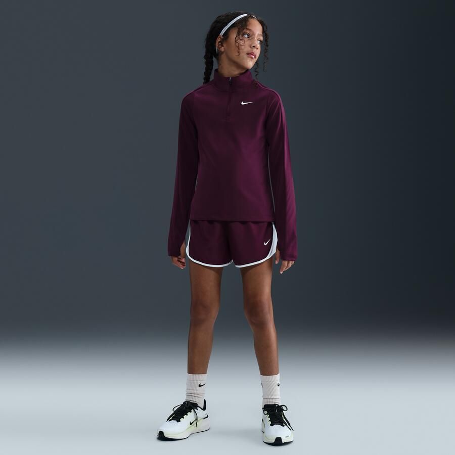 Nike Dri-FIT meisjestop met lange mouwen en korte rits Rood - Foto 3