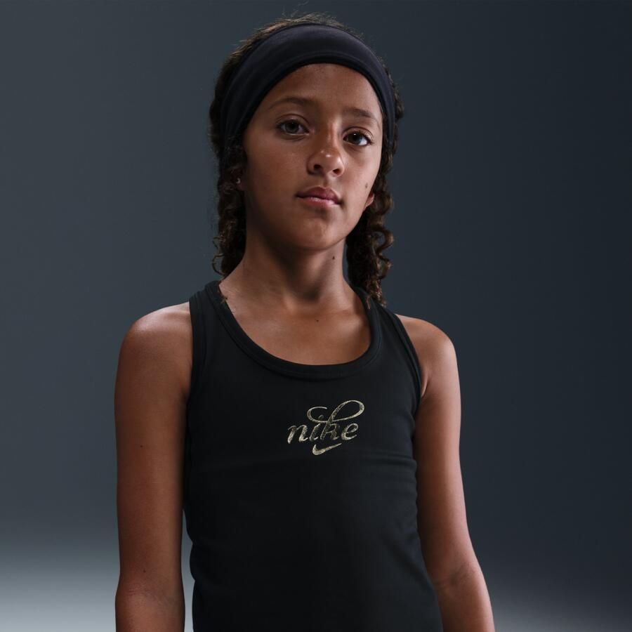 Nike Dri-FIT One tanktop voor meisjes Zwart - Foto 4