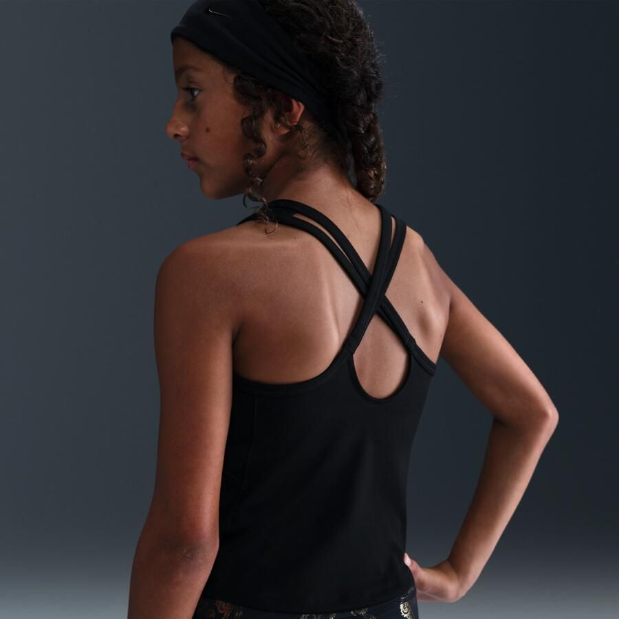 Nike Dri-FIT One tanktop voor meisjes Zwart